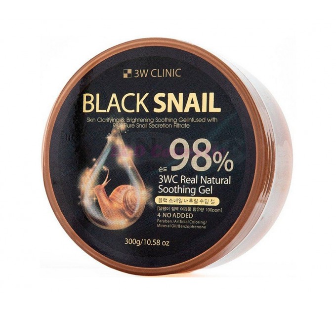 3W Clinic Гель для лица и тела с экстрактом слизи черной улитки Black Snail Natural Soothing Gel