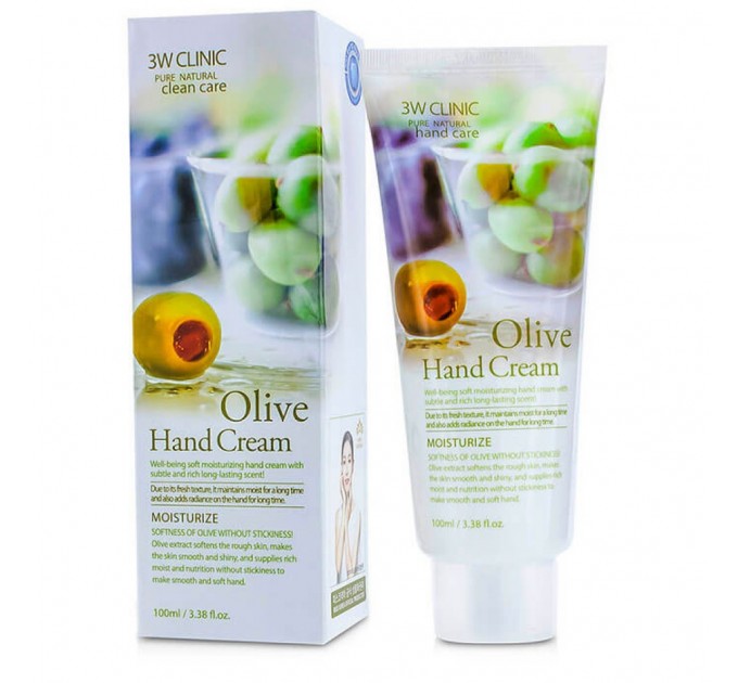 3W Clinic Крем для рук восстанавливающий с экстрактом оливы Moisturizing Olive Hand Cream